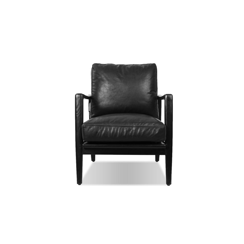Craftsman Lounge Chair Black Leather, Matte Black Frame. Picture 3