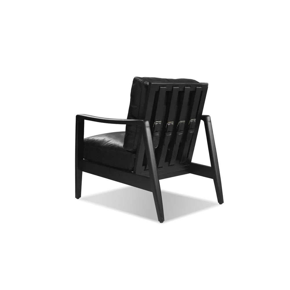 Craftsman Lounge Chair Black Leather, Matte Black Frame. Picture 4