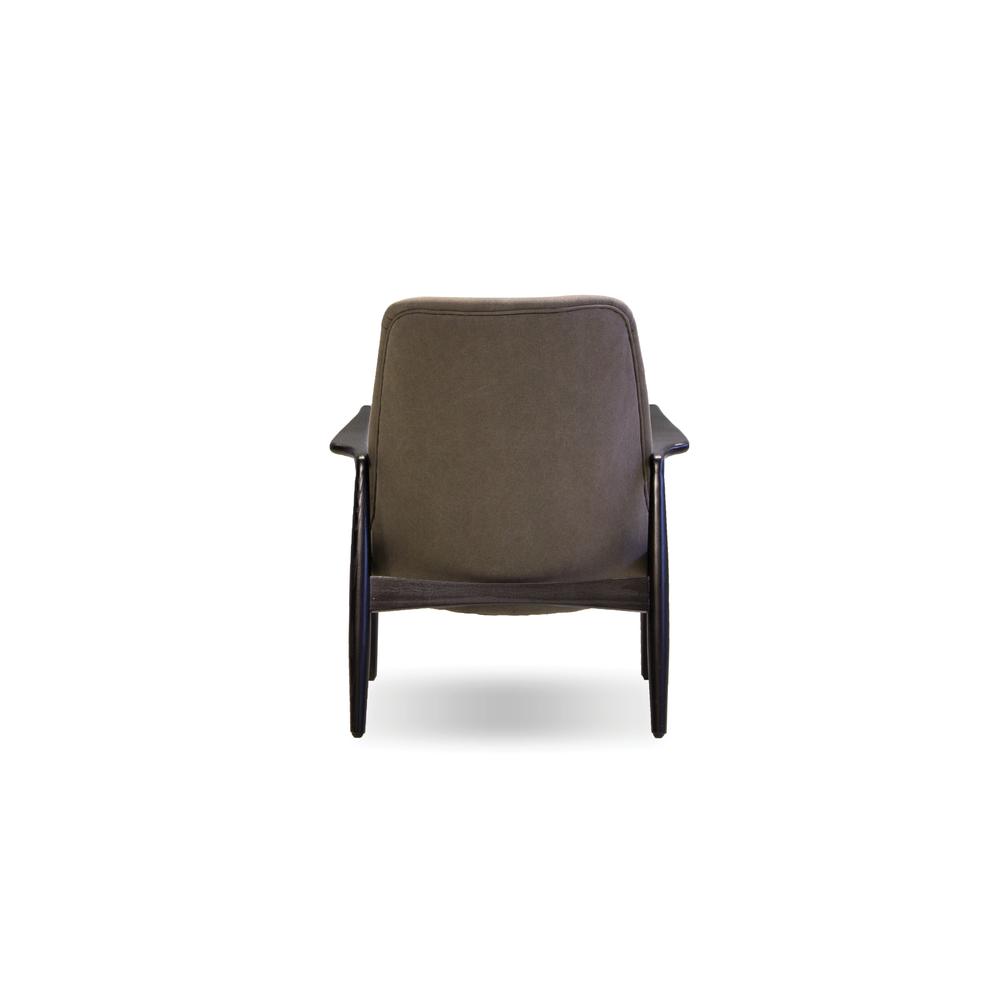 Reynolds Lounge Chair Ash Grey Fabric And Antique Black Distressed Leather Seat With Black Matte Frame. Picture 5