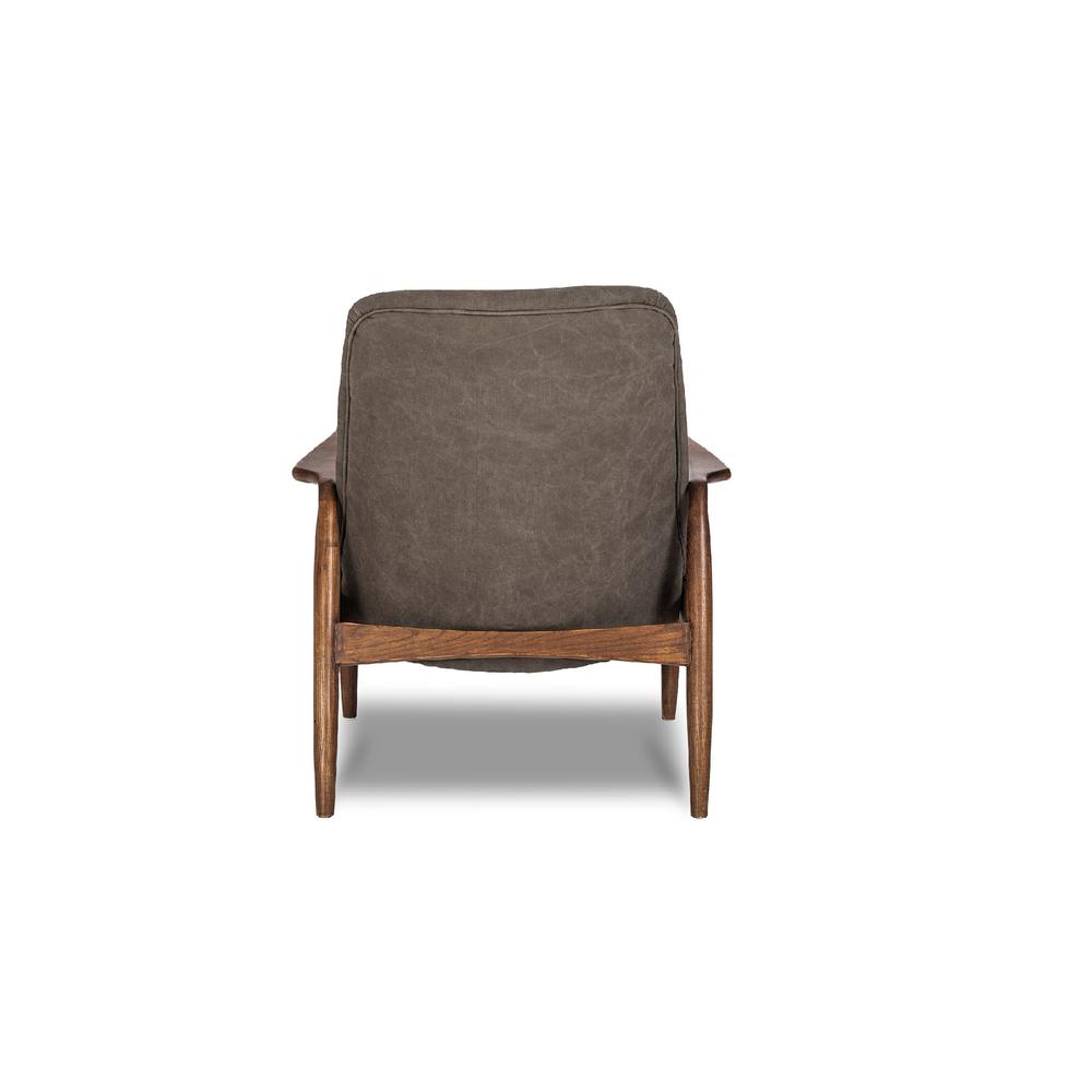 Reynolds Lounge Chair Ash Grey Fabric And Tan Vintage Distressed Leather Seat With Ash Stained Light Walnut. Picture 5