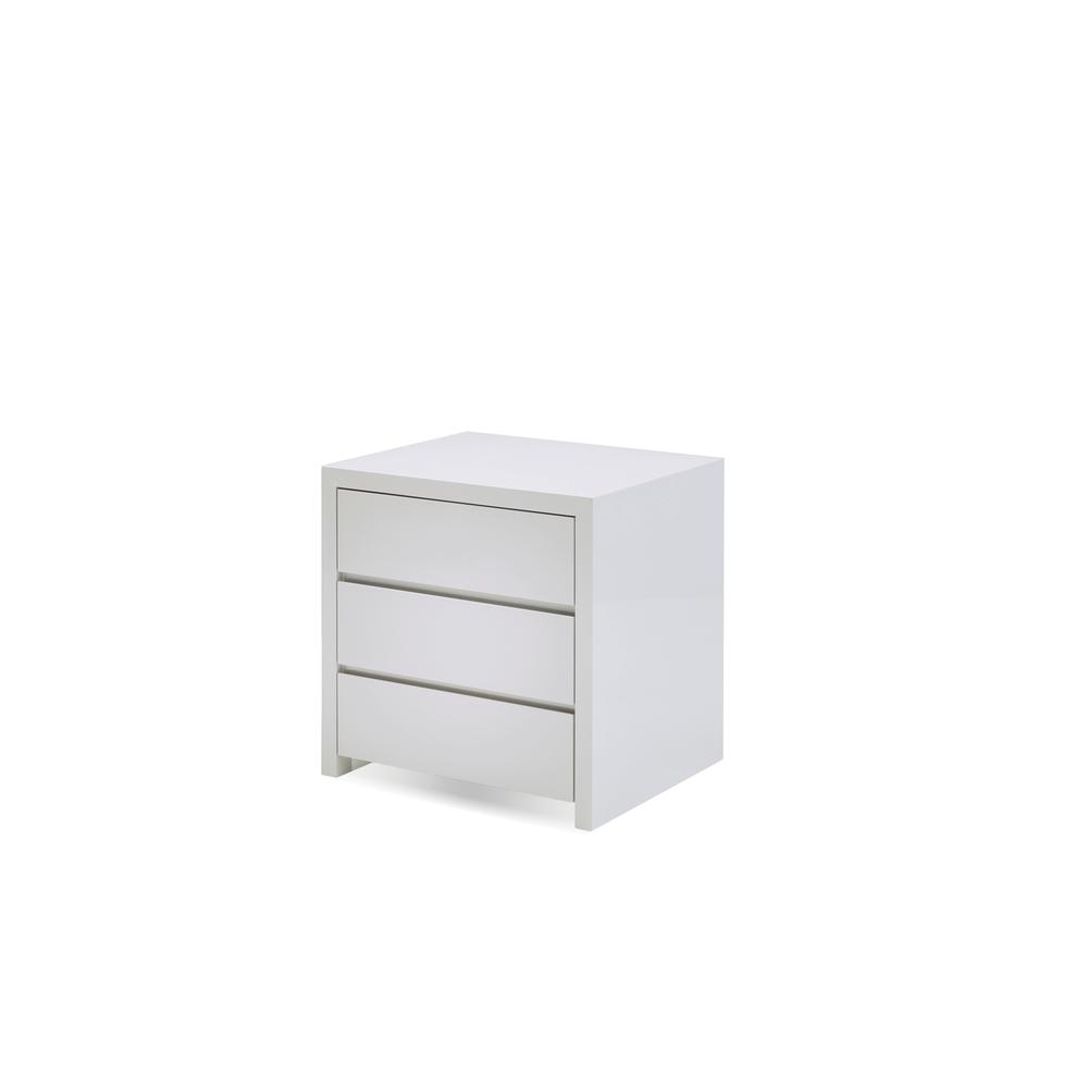 Blanche 3 Drawer Night Table Hight Gloss White. Picture 1
