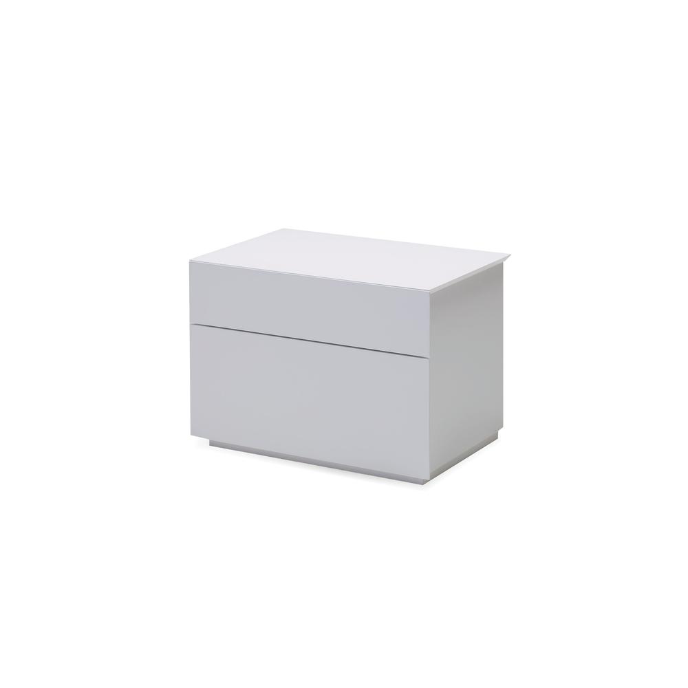 Vex 2 Drawer Night Table Matte White. Picture 1