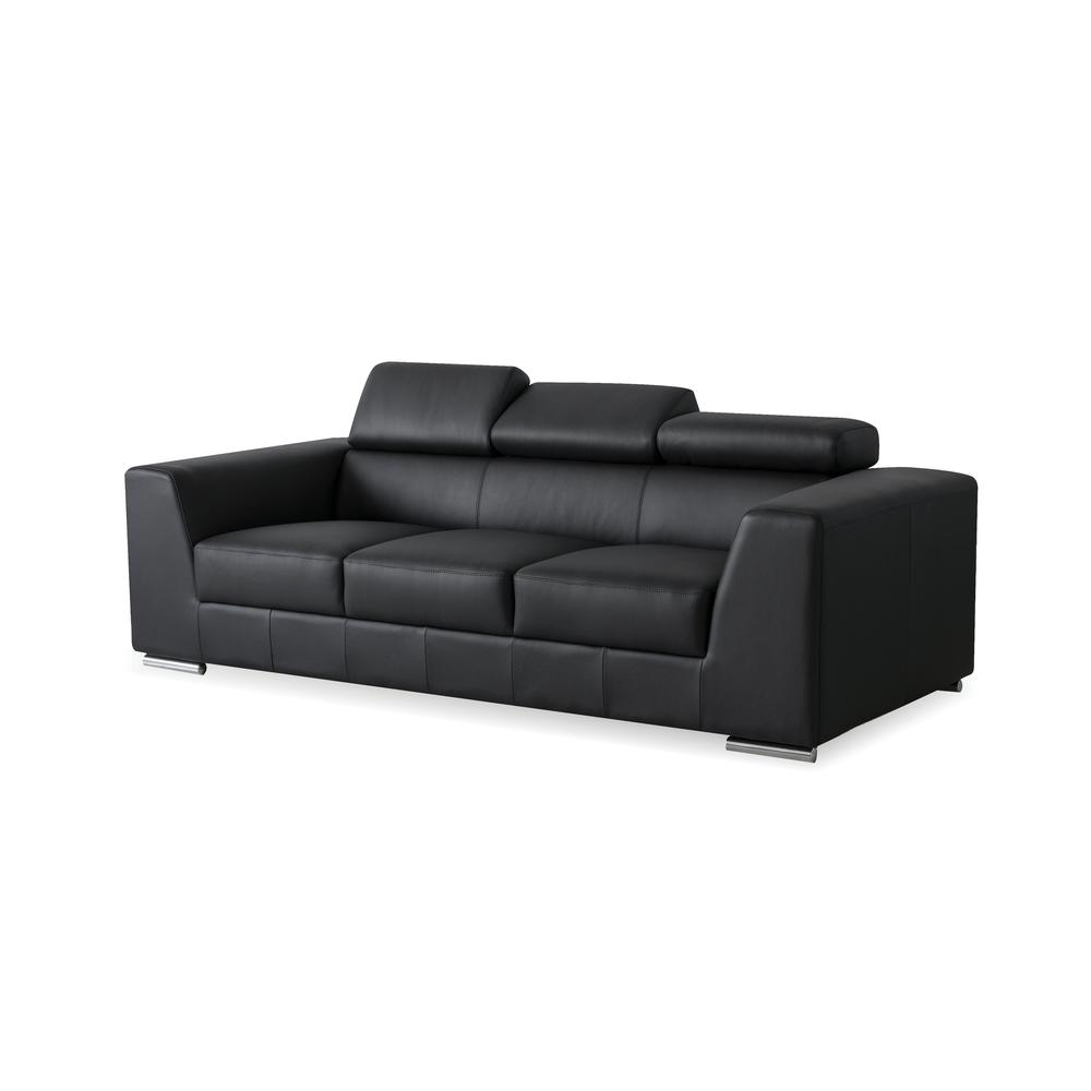 Icon Sofa Black Premium Leather With Side Split. The main picture.