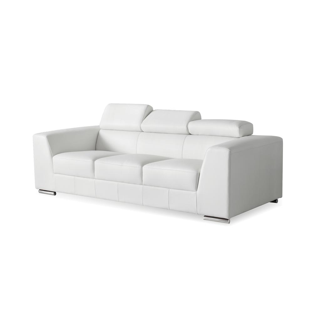 Icon Sofa White Premium Leather With Side Split. Picture 1