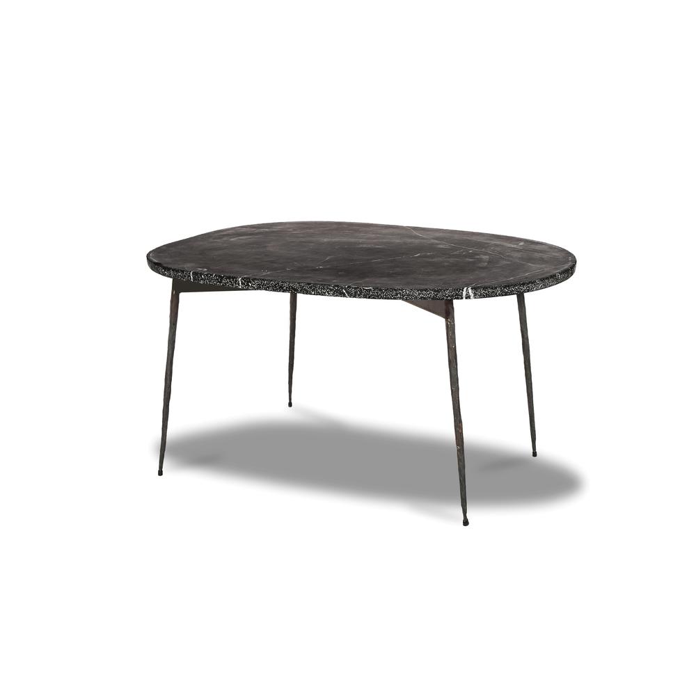 Tuk Tuk 16" Small Coffee Table Black Spanish Nero Marble With Black Powder Coated Steel. Picture 1