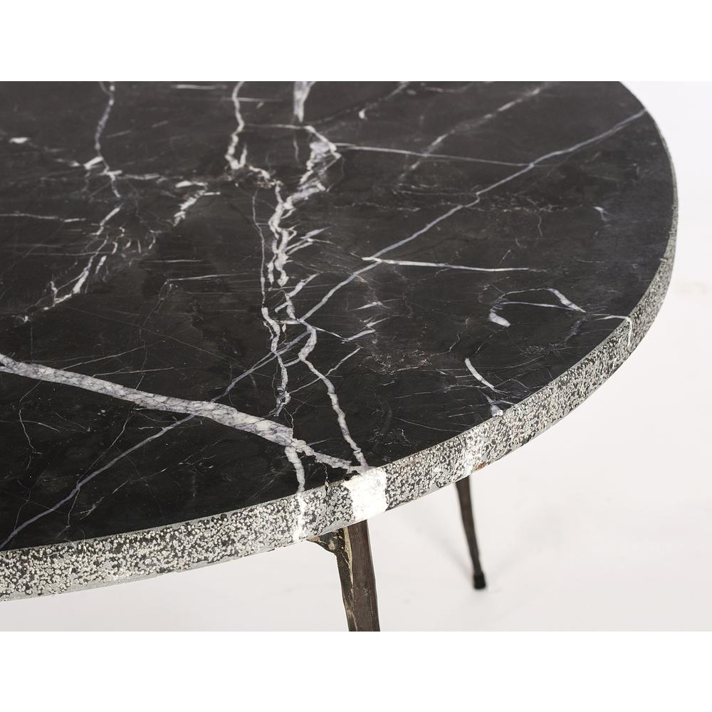Tuk Tuk 16" Small Coffee Table Black Spanish Nero Marble With Black Powder Coated Steel. Picture 2