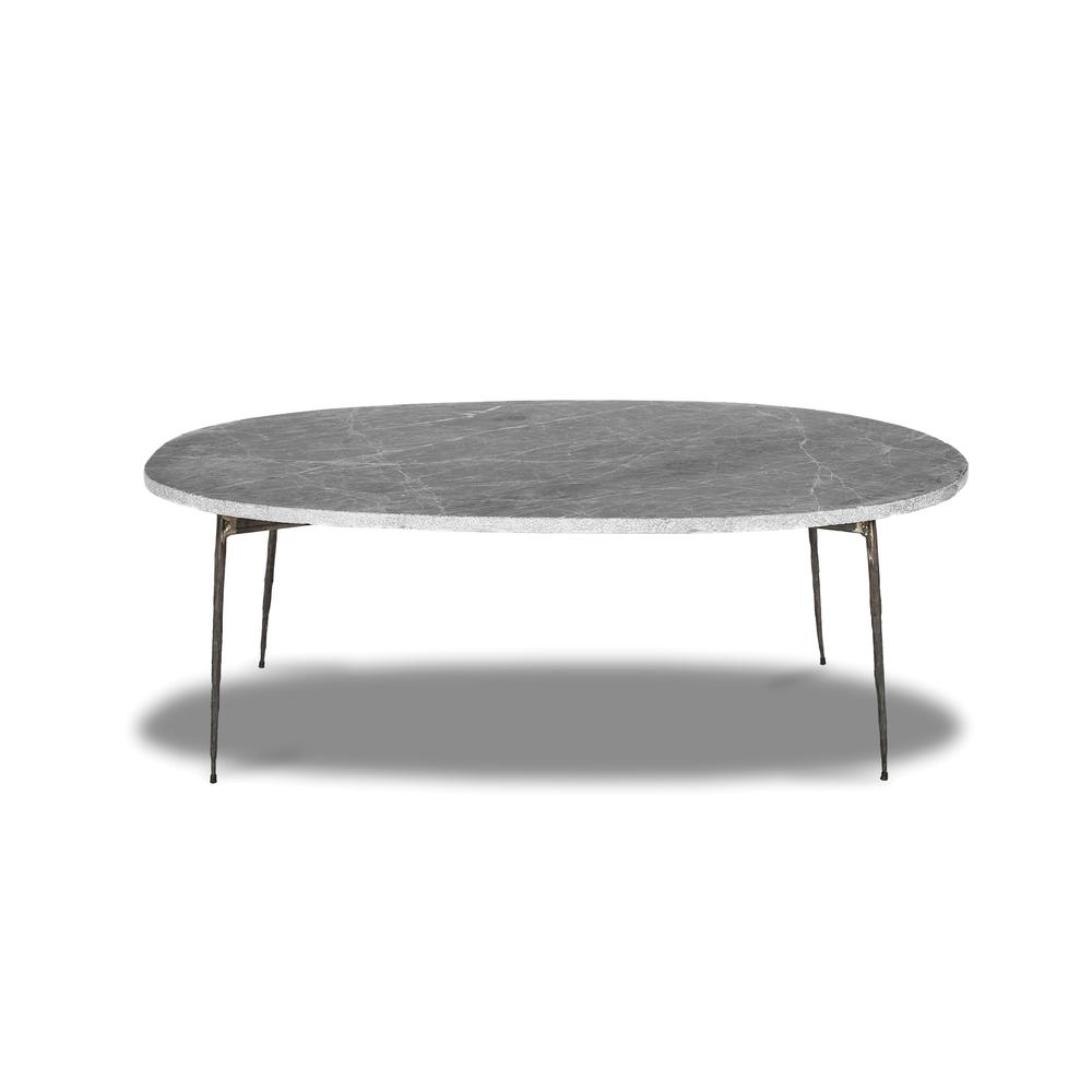 Tuk Tuk Large Coffee Table Grey Italian Marble With Black Powder Coated Steel. Picture 2