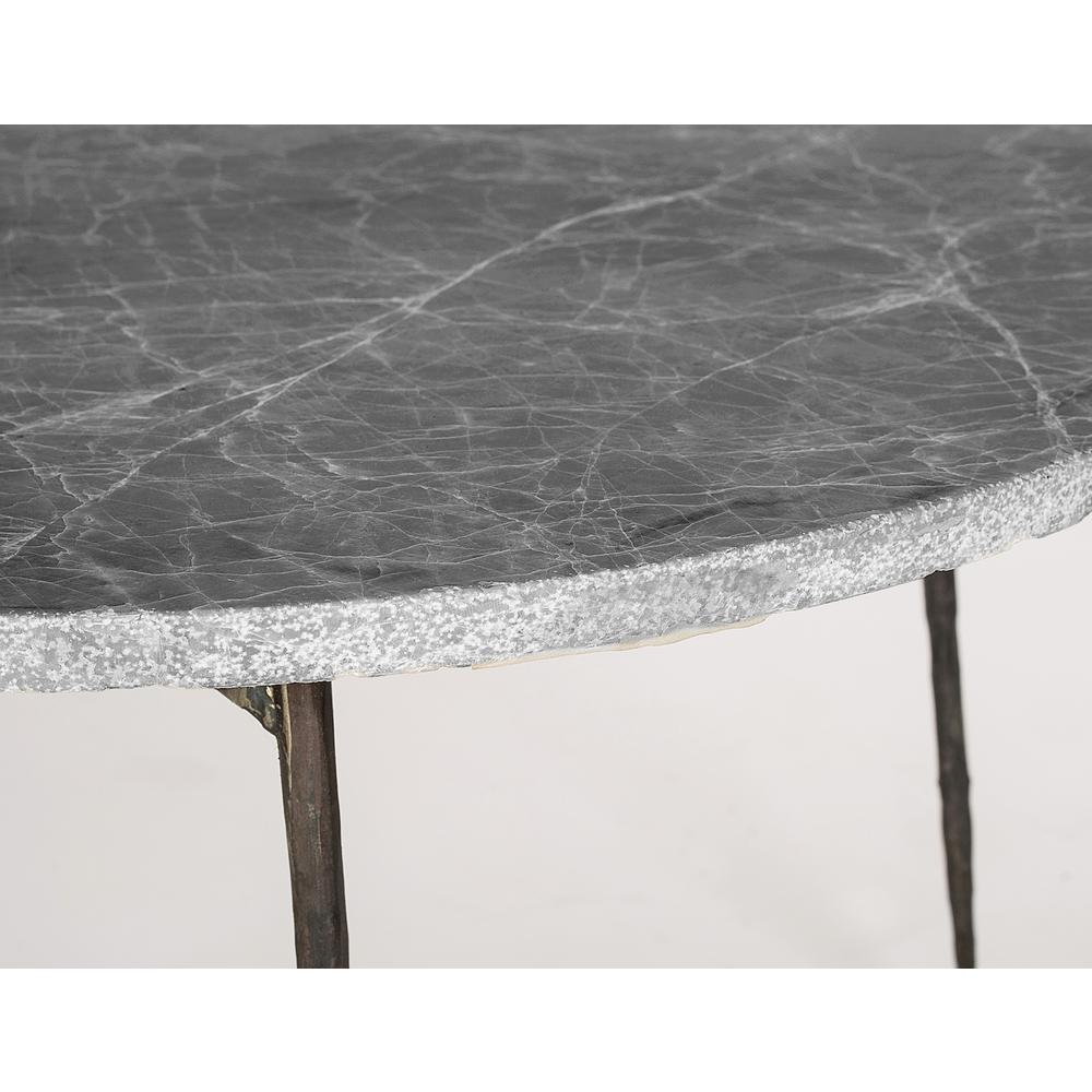 Tuk Tuk Large Coffee Table Grey Italian Marble With Black Powder Coated Steel. Picture 4