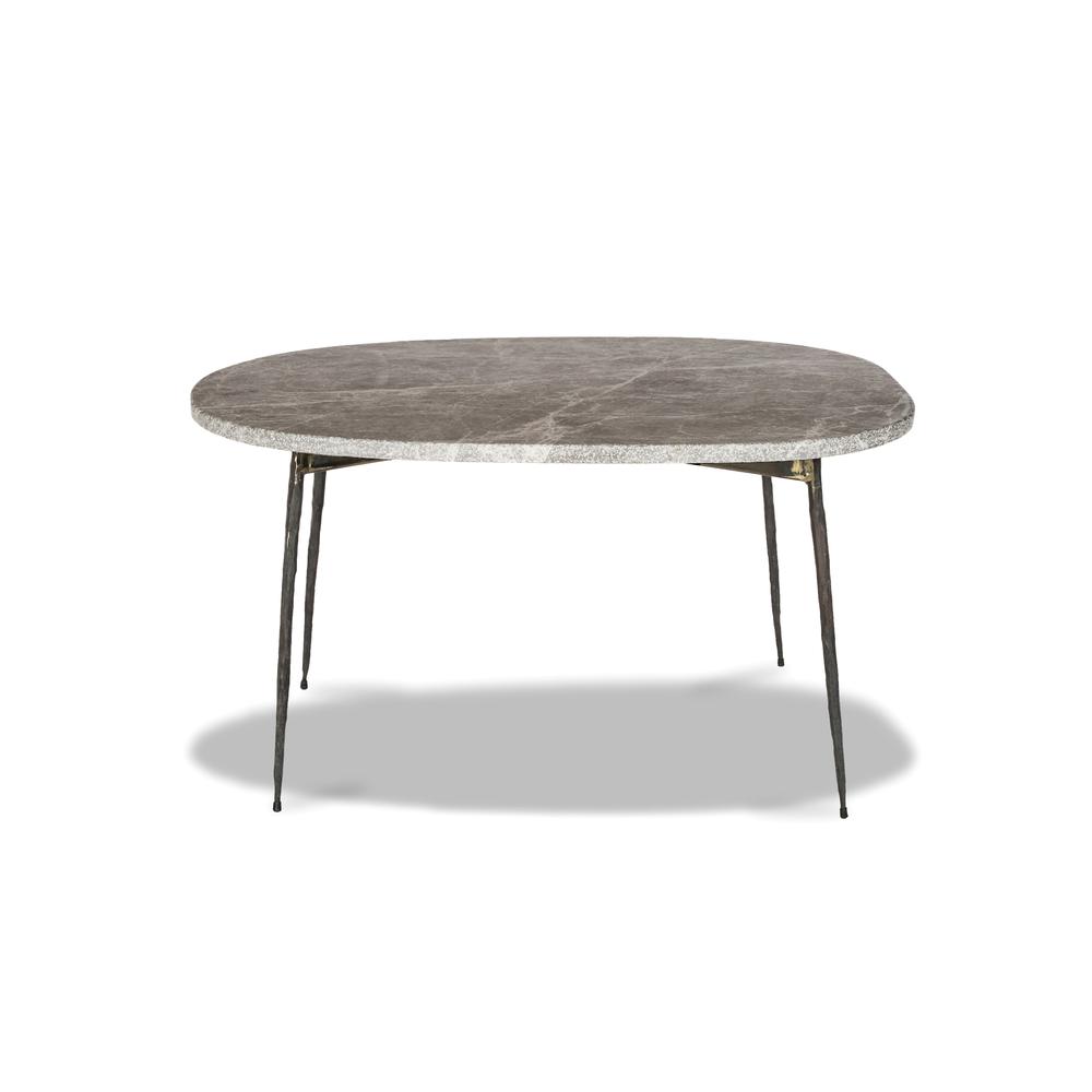 Tuk Tuk 16" Small Coffee Table Grey Italian Marble With Black Powder Coated Steel. Picture 1