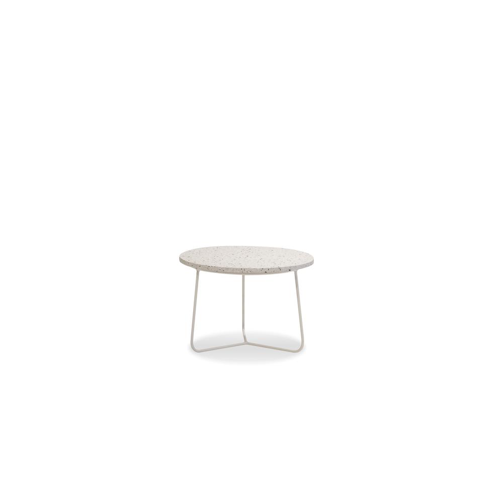 Rizzo Low End Table White Terrazo Marble With White Base. Picture 1