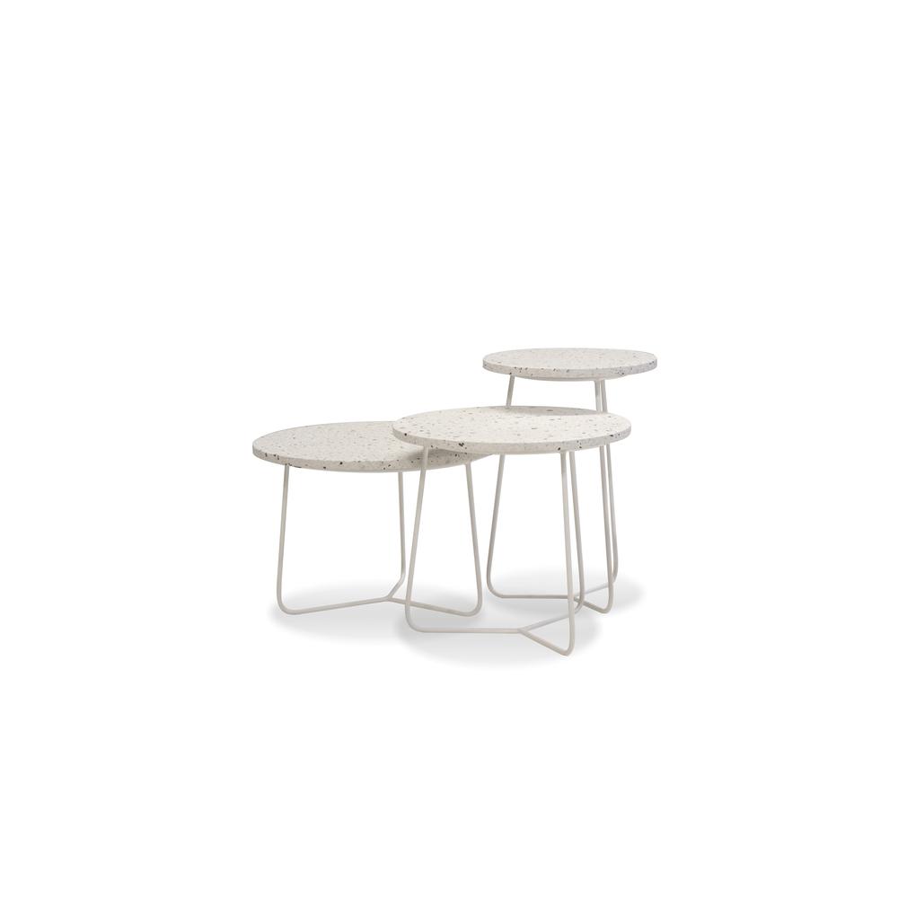 Rizzo Low End Table White Terrazo Marble With White Base. Picture 2