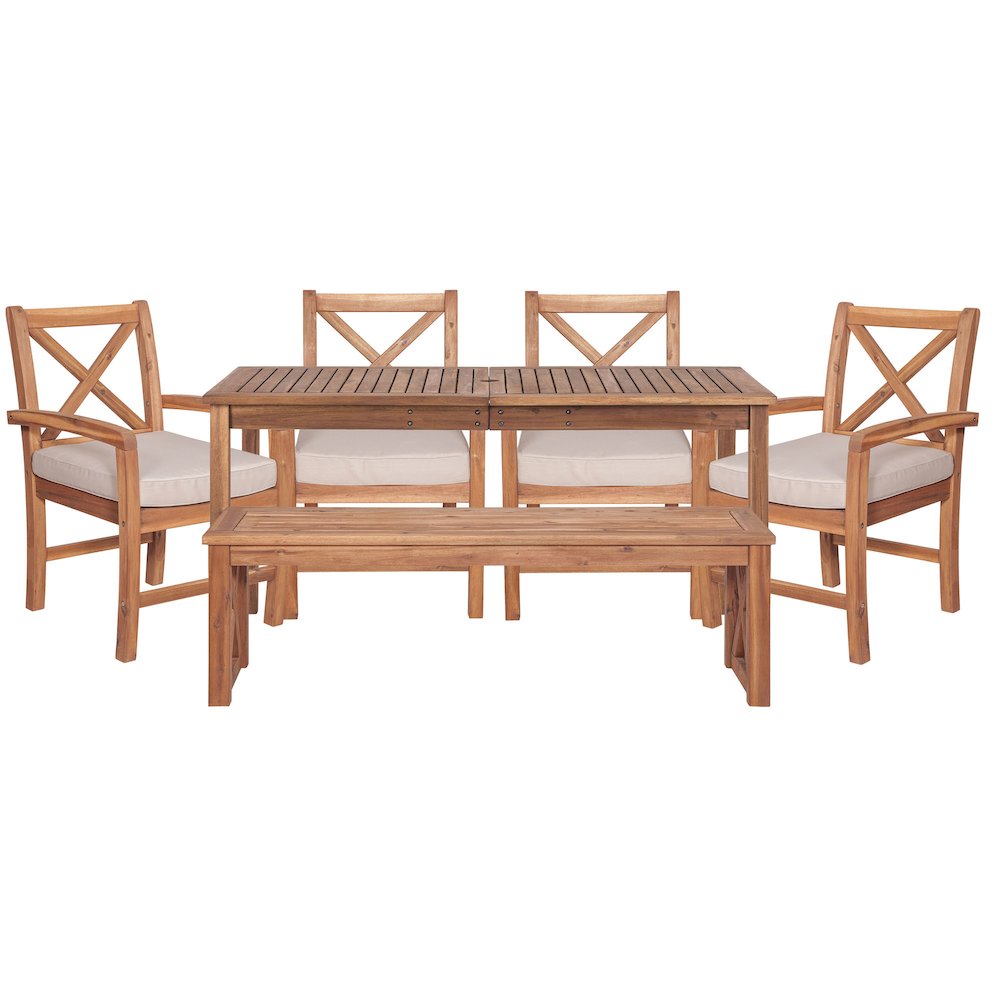Acacia Wood X-Back Classic Patio 6-Piece Dining Set. Picture 1