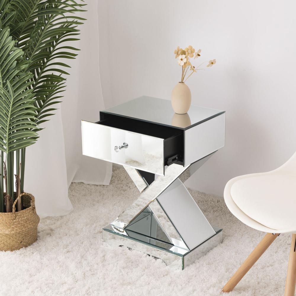 Better Home Products Mirrored Modern Side Table. Picture 5