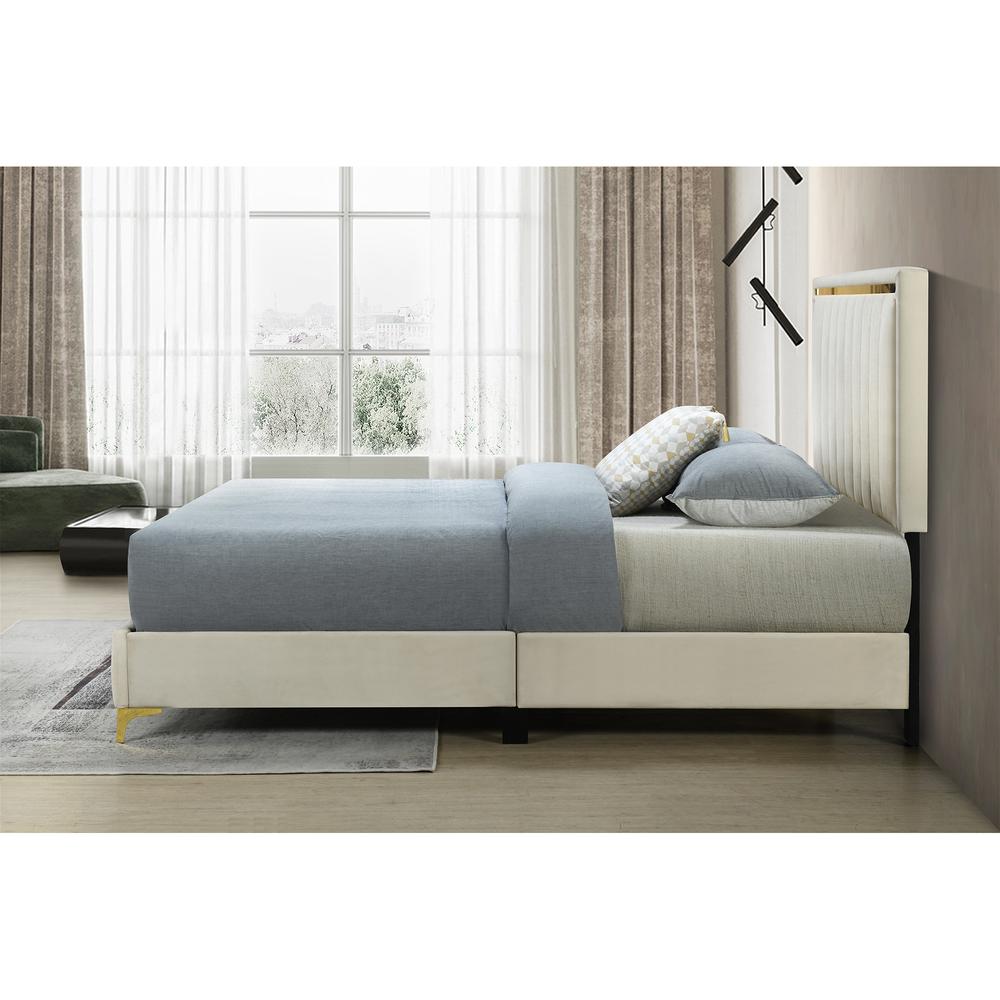 Upholstered Platform Bed with Durable Wooden Frame for Strength and Support. Picture 19