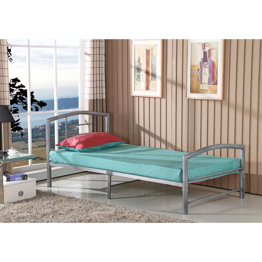 Better Home Products Casita Twin Metal Platform Bed Frame in Gray. Picture 3