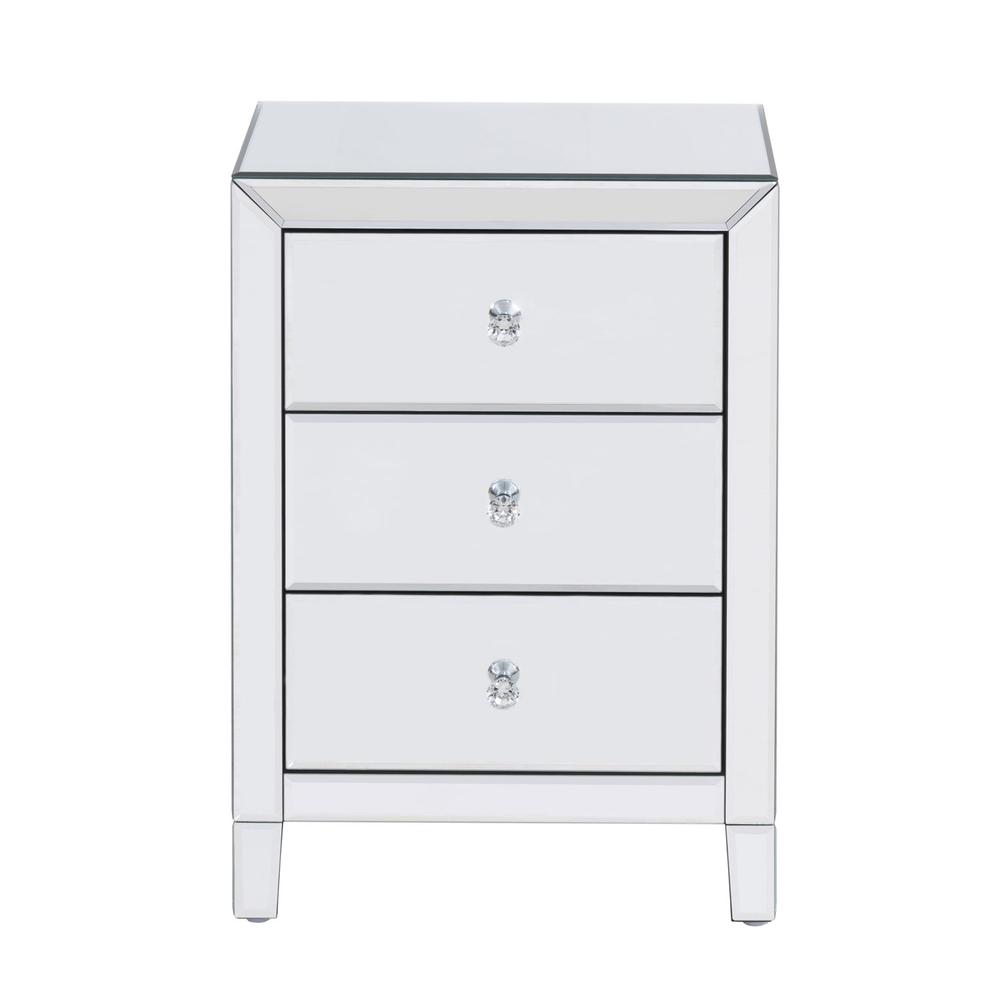 Better Home Products Mirrored Nightstand with 3 Drawers. Picture 3