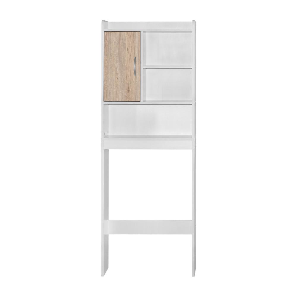 Better Home Products Ace Over-the-Toilet Storage Cabinet in White & Natural Oak. Picture 2