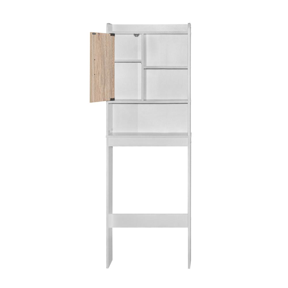 Better Home Products Ace Over-the-Toilet Storage Cabinet in White & Natural Oak. Picture 4