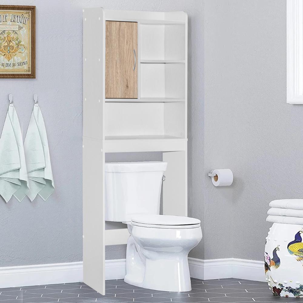 Better Home Products Ace Over-the-Toilet Storage Cabinet in White & Natural Oak. Picture 7