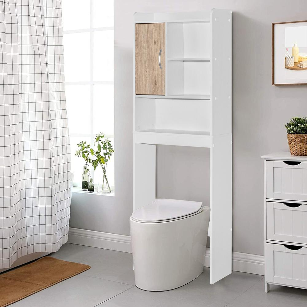 Better Home Products Ace Over-the-Toilet Storage Cabinet in White & Natural Oak. Picture 8