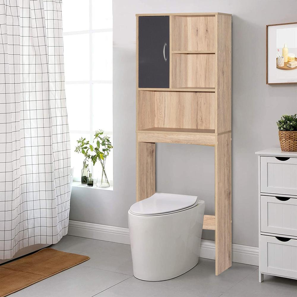 Better Home Products Ace Over-the-Toilet Storage Organizer in White & Natural Oak. Picture 8
