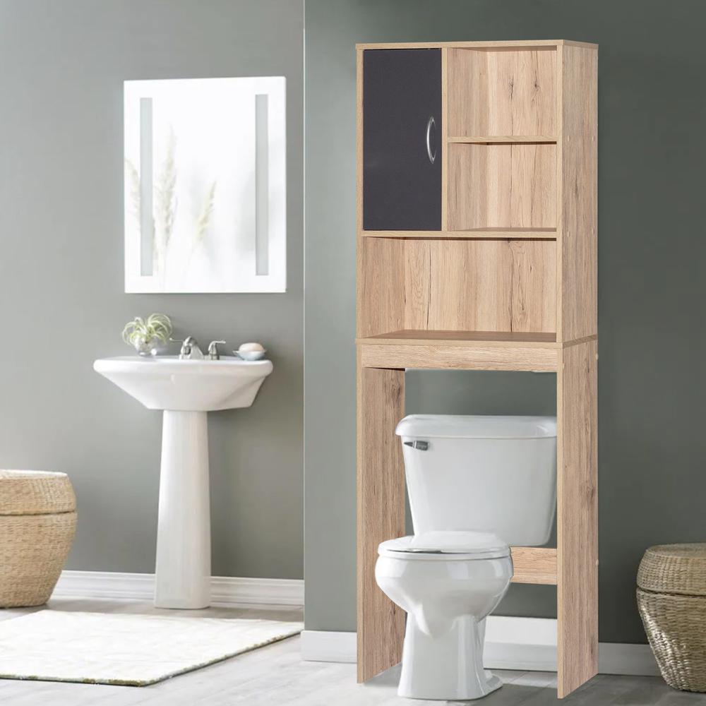 Better Home Products Ace Over-the-Toilet Storage Organizer in White & Natural Oak. Picture 10