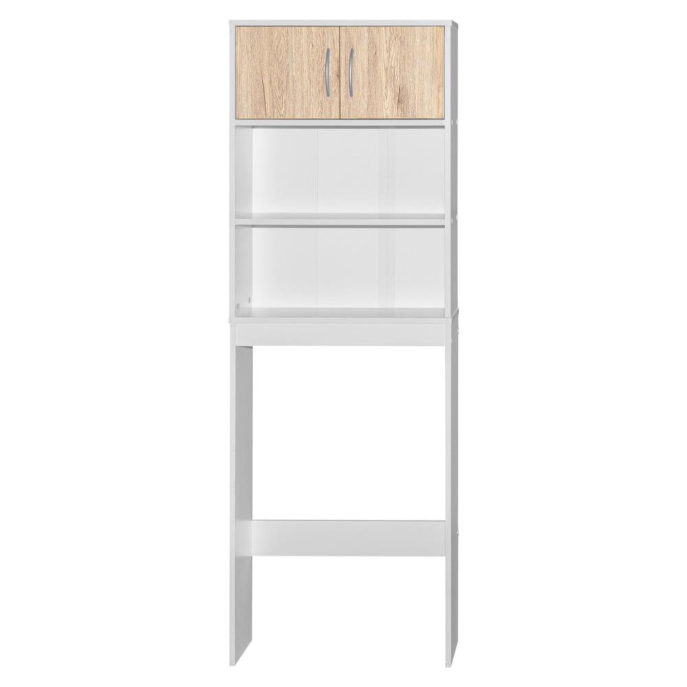 Better Home Products Ace Over-the-Toilet Storage Rack in White & Natural Oak. Picture 2