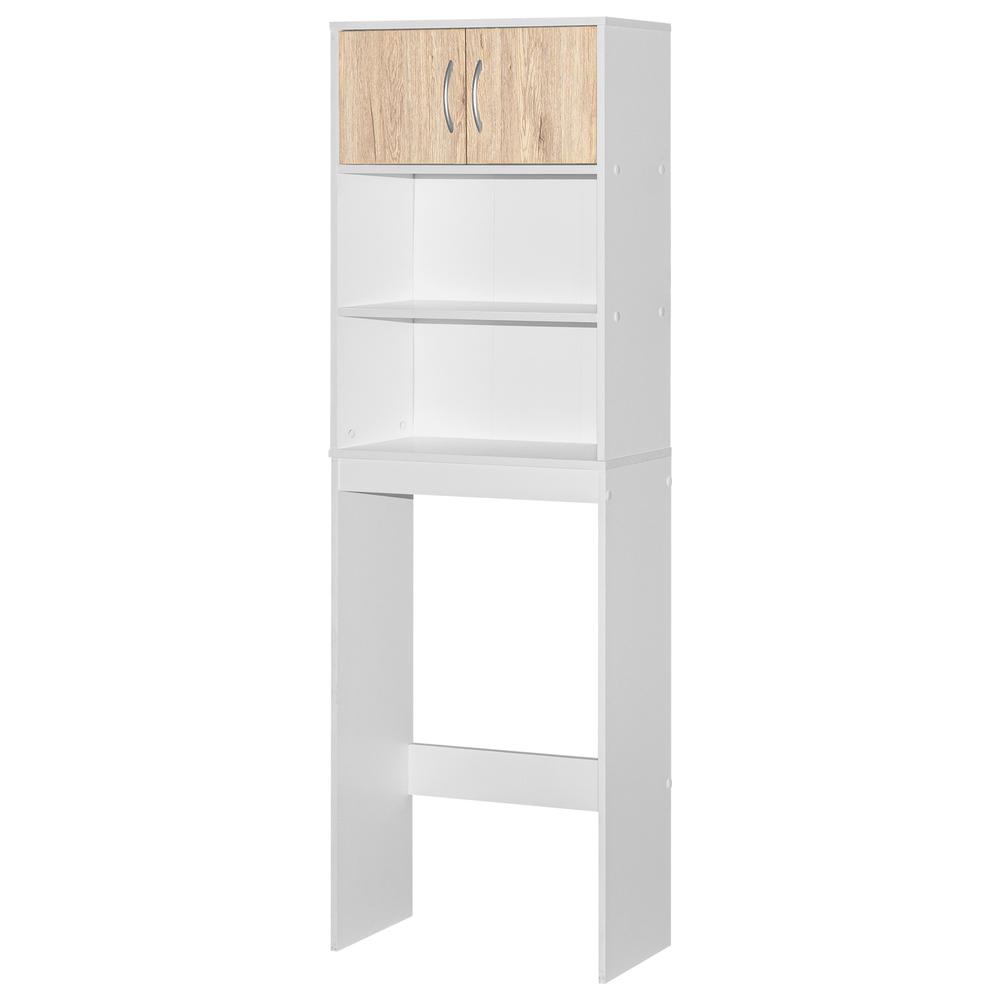 Better Home Products Ace Over-the-Toilet Storage Rack in White & Natural Oak. Picture 1