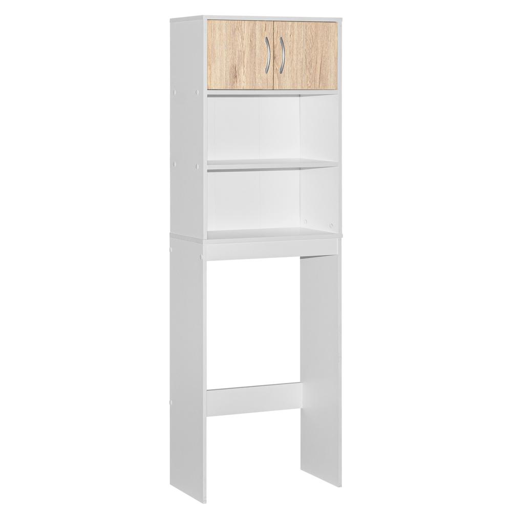Better Home Products Ace Over-the-Toilet Storage Rack in White & Natural Oak. Picture 3