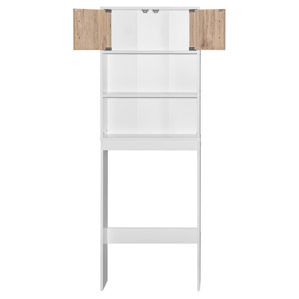 Better Home Products Ace Over-the-Toilet Storage Rack in White & Natural Oak. Picture 4
