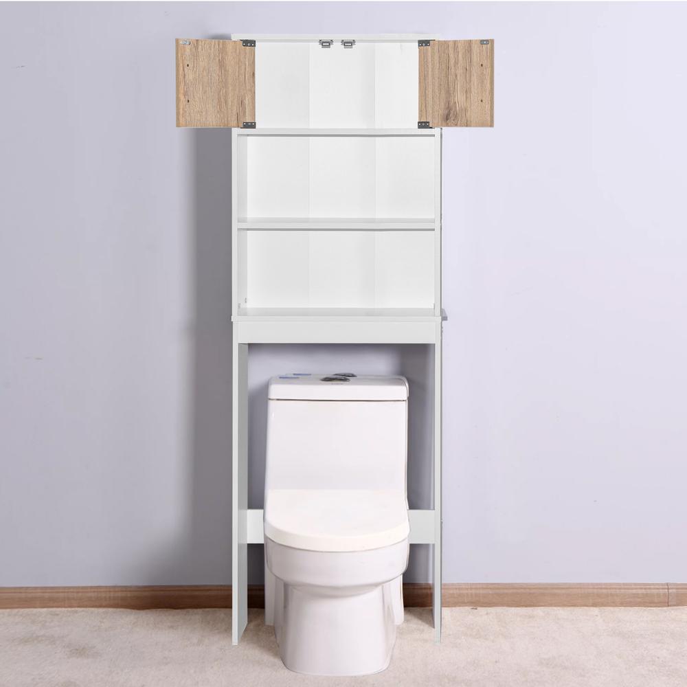 Better Home Products Ace Over-the-Toilet Storage Rack in White & Natural Oak. Picture 8