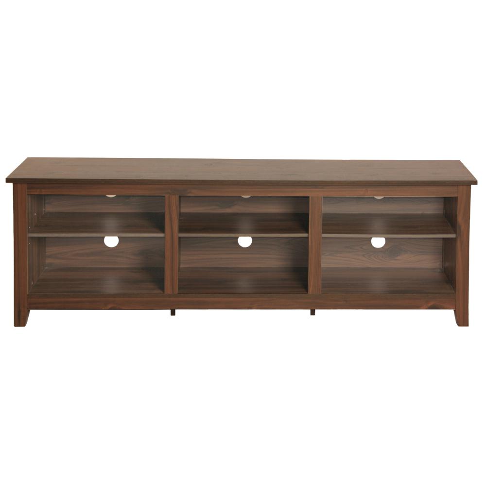 Better Home Products Noah Wooden 70 TV Stand with Open Storage Shelves in Gray. Picture 2