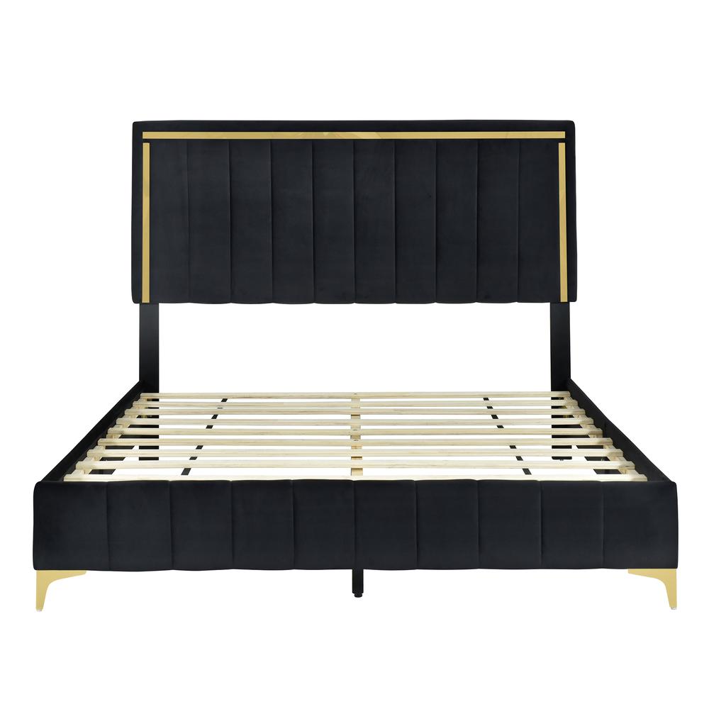 Upholstered Platform Bed with Durable Wooden Frame for Strength and Support. Picture 1