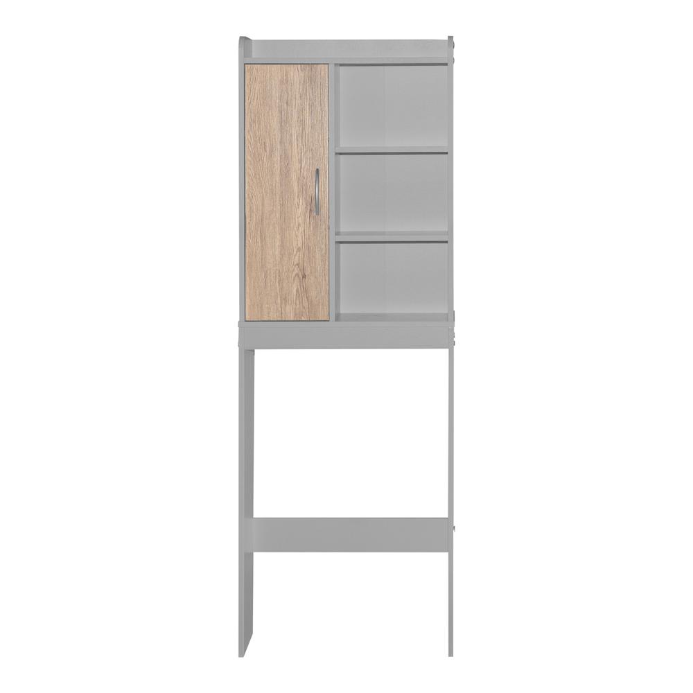 Better Home Products Ace Over-the-Toilet Storage Shelf in Light Gray & Natural Oak. Picture 2