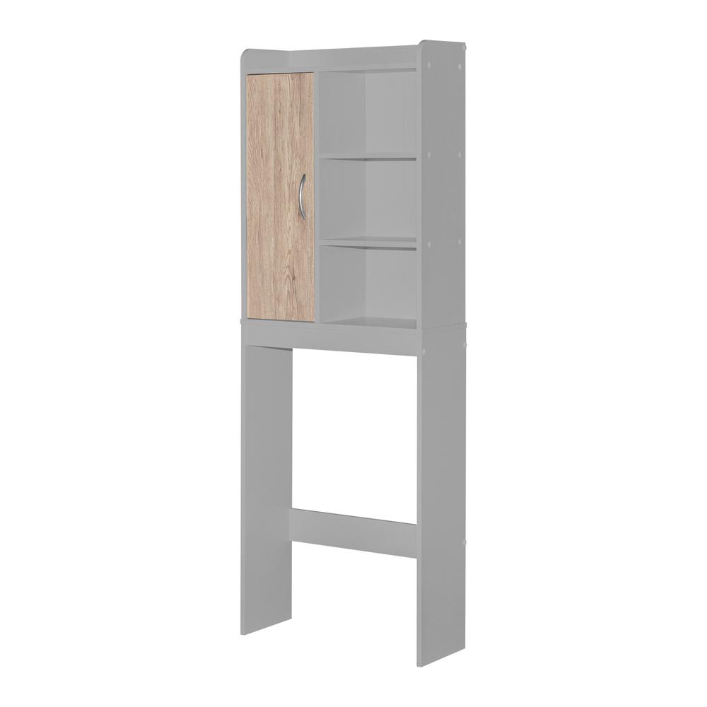 Better Home Products Ace Over-the-Toilet Storage Shelf in Light Gray & Natural Oak. Picture 1
