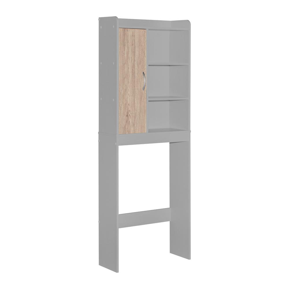 Better Home Products Ace Over-the-Toilet Storage Shelf in Light Gray & Natural Oak. Picture 3