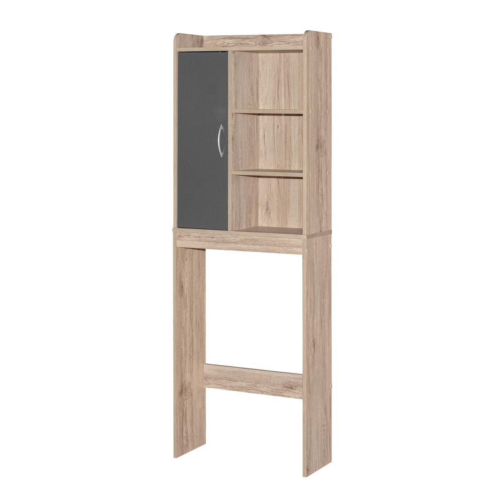 Better Home Products Ace Over-the-Toilet Storage Shelf in Natural Oak & Dark Gray. Picture 2