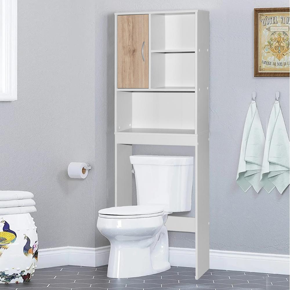 Better Home Products Ace Over-the-Toilet Storage Organizer in Natural Oak & Dark Gray. Picture 7