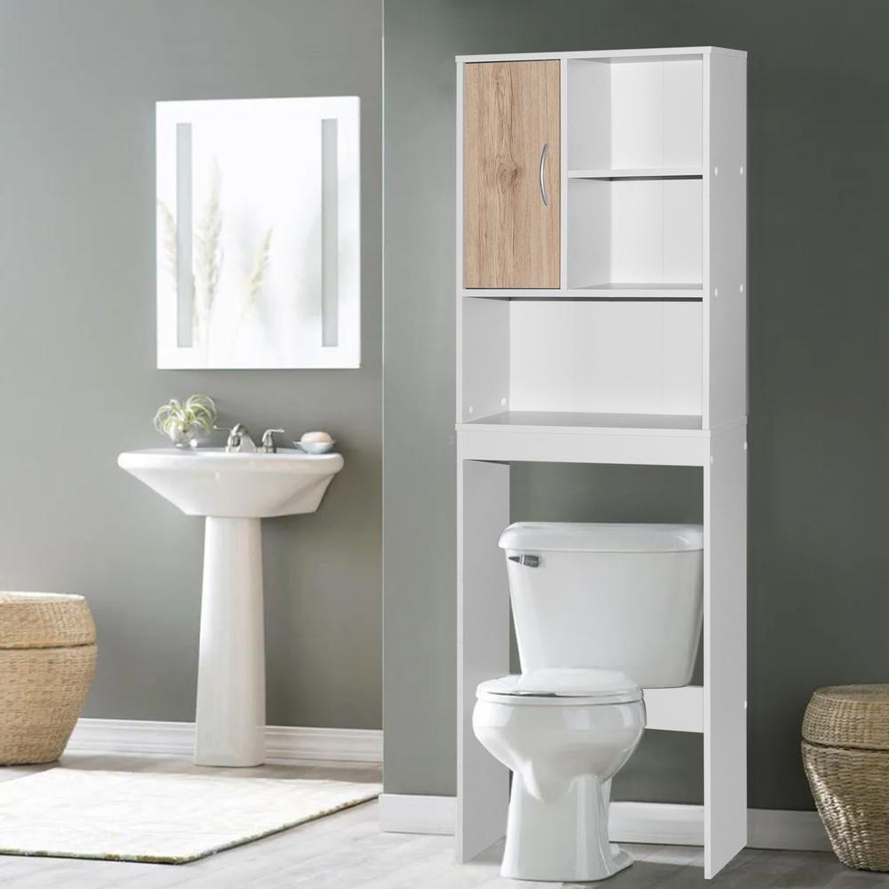 Better Home Products Ace Over-the-Toilet Storage Organizer in Natural Oak & Dark Gray. Picture 8