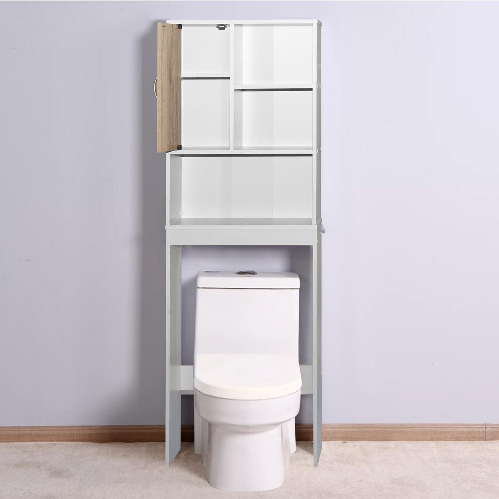 Better Home Products Ace Over-the-Toilet Storage Organizer in Natural Oak & Dark Gray. Picture 9