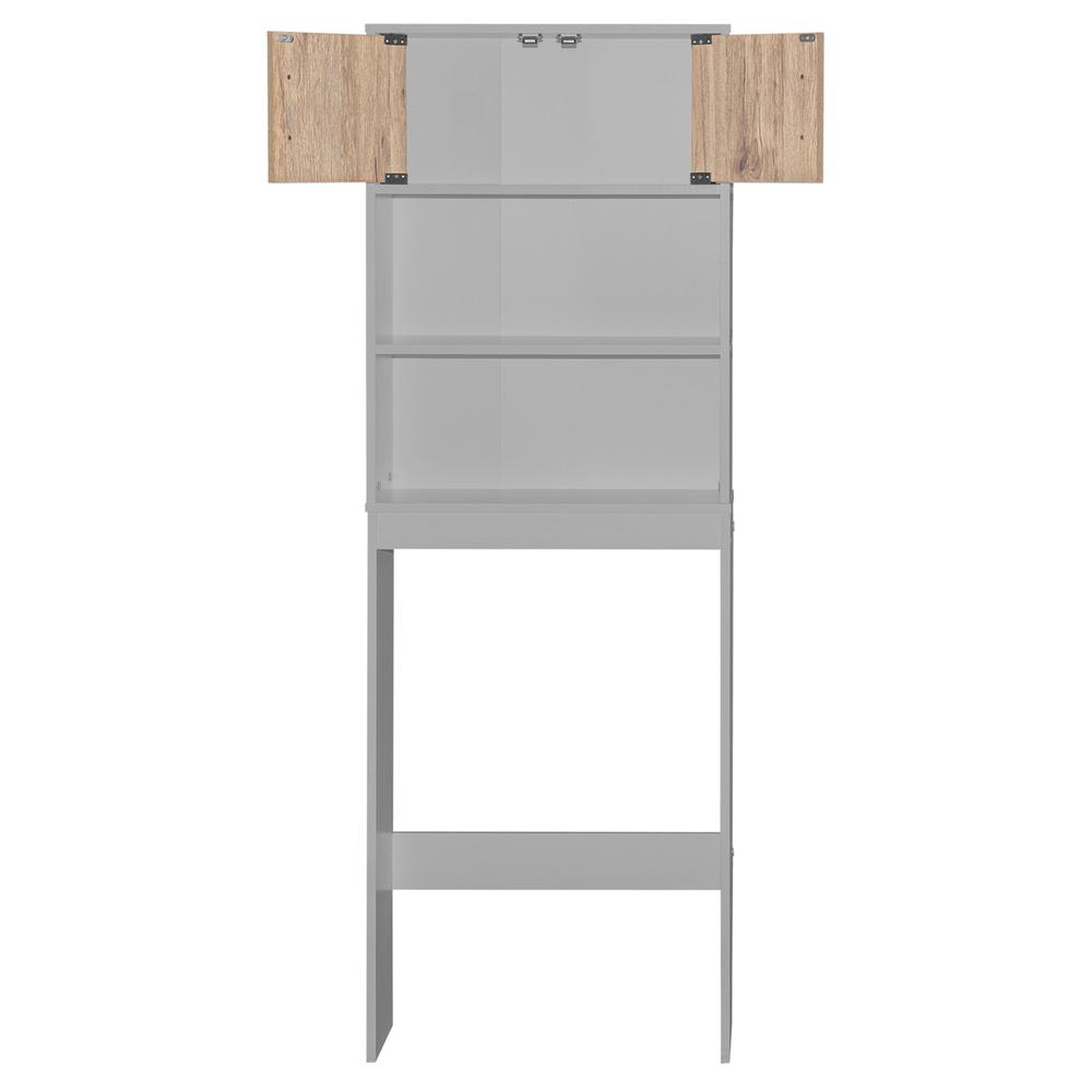 Better Home Products Ace Over-the-Toilet Storage Rack in Light Gray & Natural Oak. Picture 4