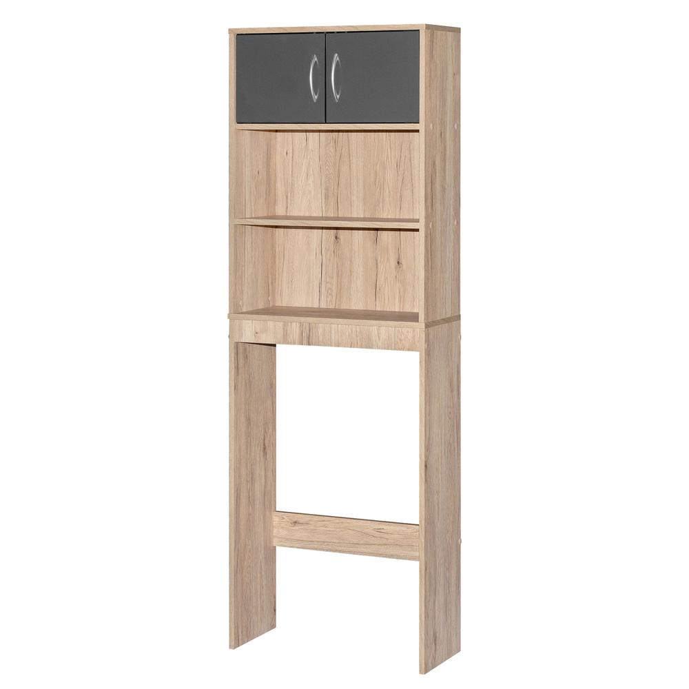 Better Home Products Ace Over-the-Toilet Storage Rack in Natural Oak & Dark Gray. Picture 3