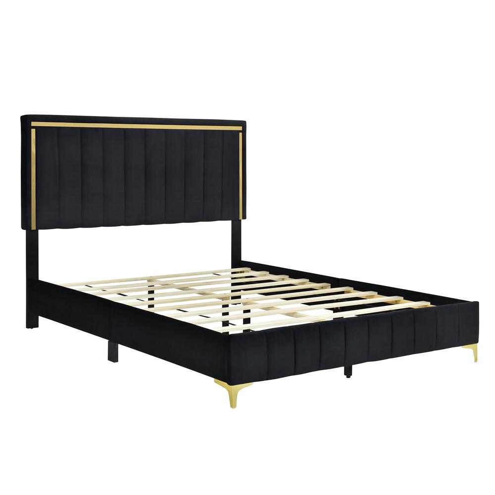 Upholstered Platform Bed with Durable Wooden Frame for Strength and Support. Picture 6