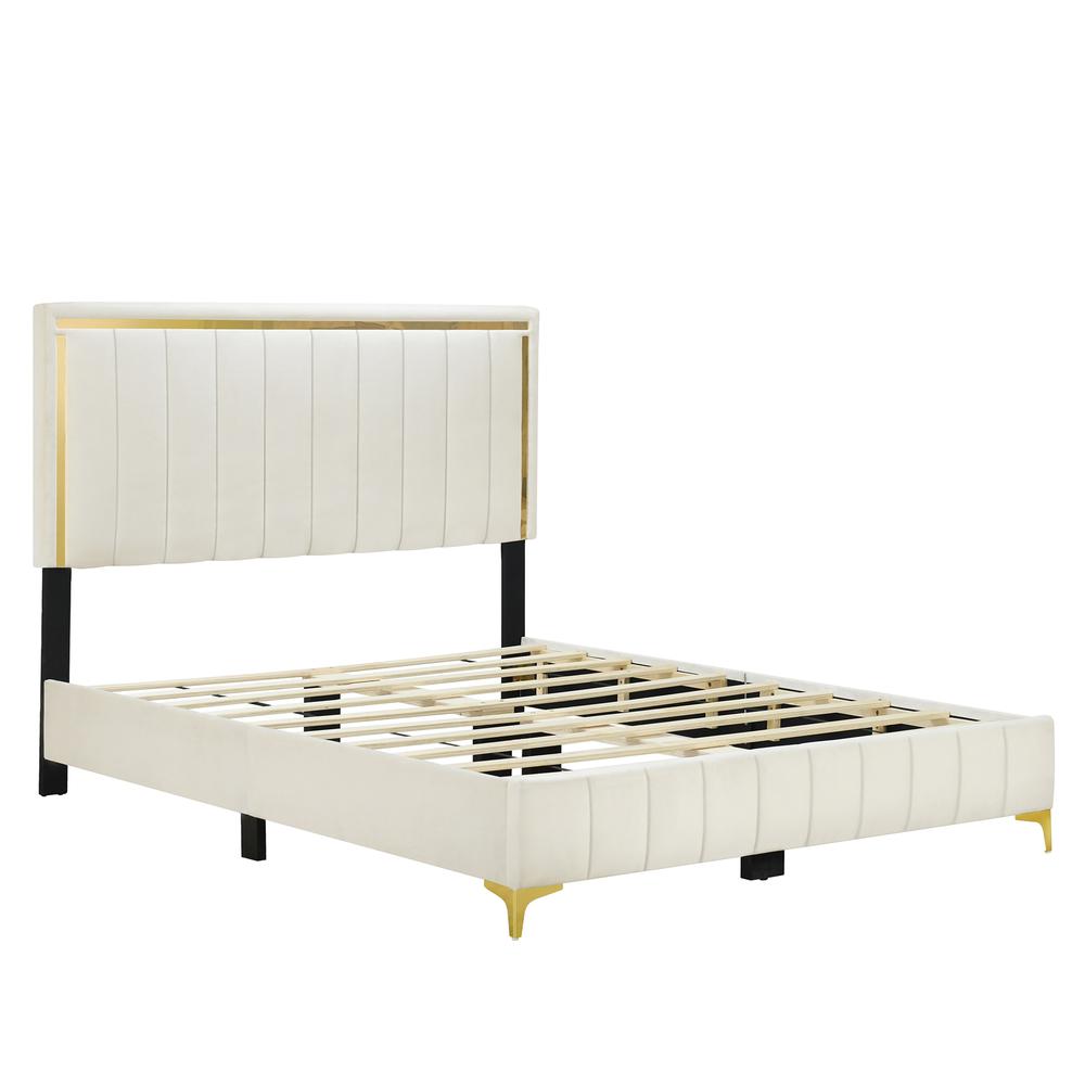 Upholstered Platform Bed with Durable Wooden Frame for Strength and Support. Picture 3
