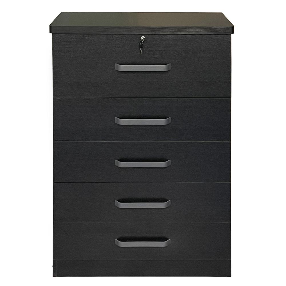 Better Home Products Xia 5 Drawer Chest of Drawers in Black Silver. Picture 2