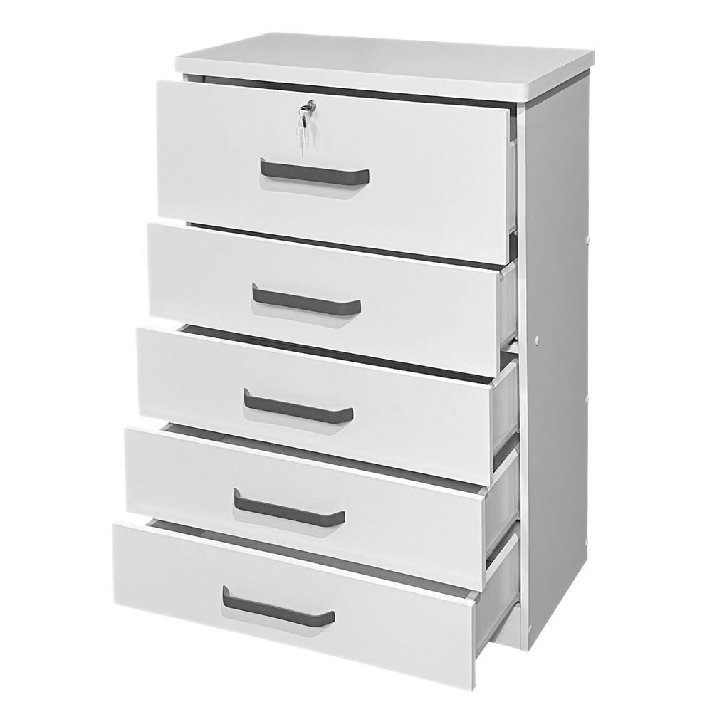 Better Home Products Xia 5 Drawer Chest of Drawers in White. Picture 3