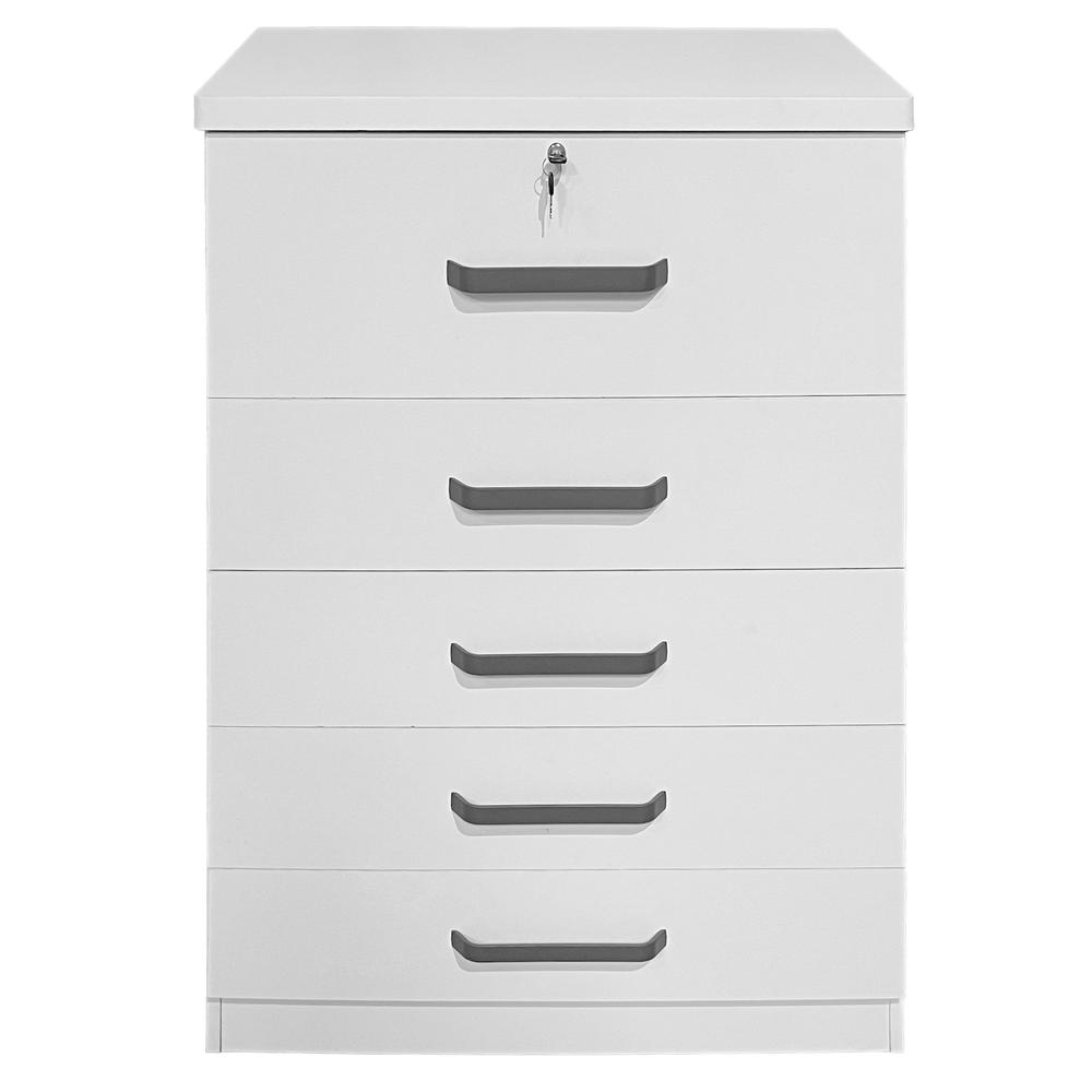 Better Home Products Xia 5 Drawer Chest of Drawers in White. Picture 4