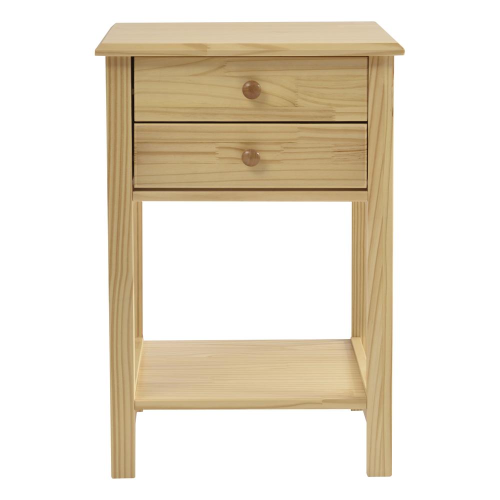 Better Home Products Solid Pine Wood 2 Drawer Nightstand in Natural. Picture 6