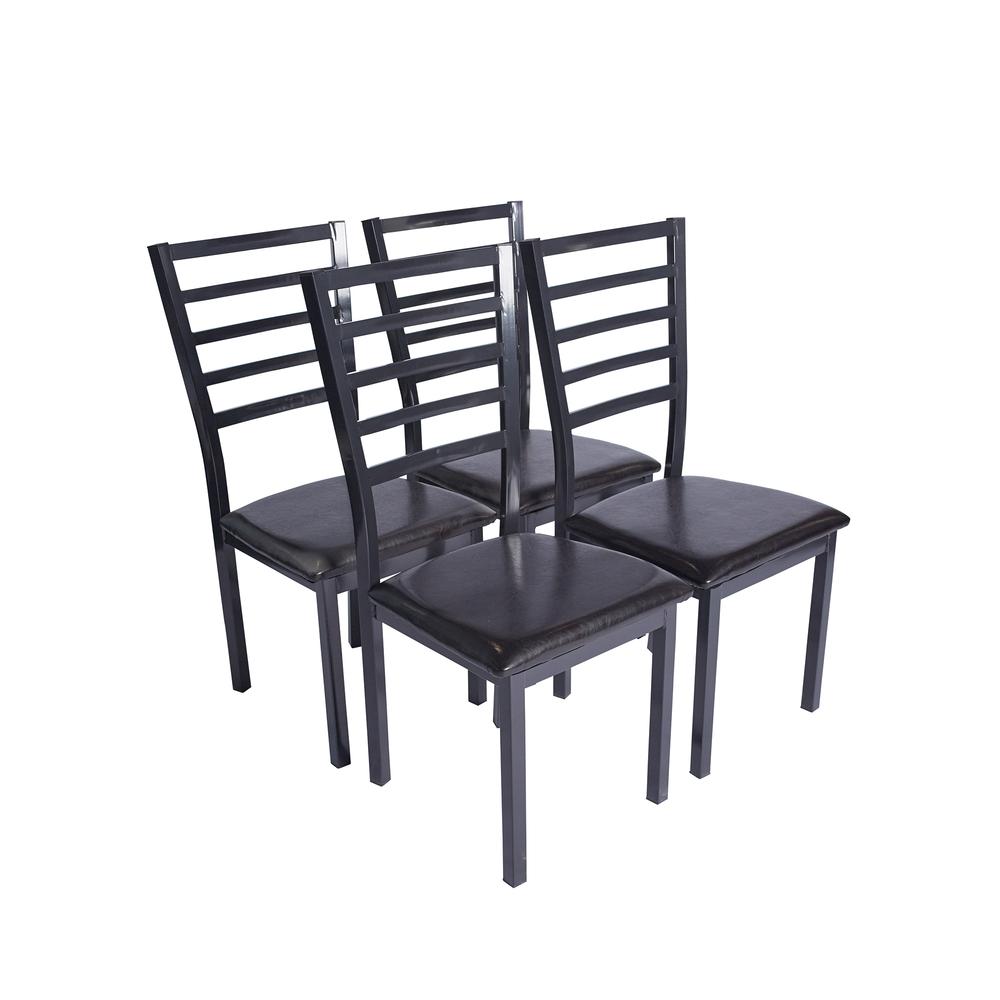 Better Home Products Milan Set of 4 Stackable Metal Dining Chairs in Black. Picture 3