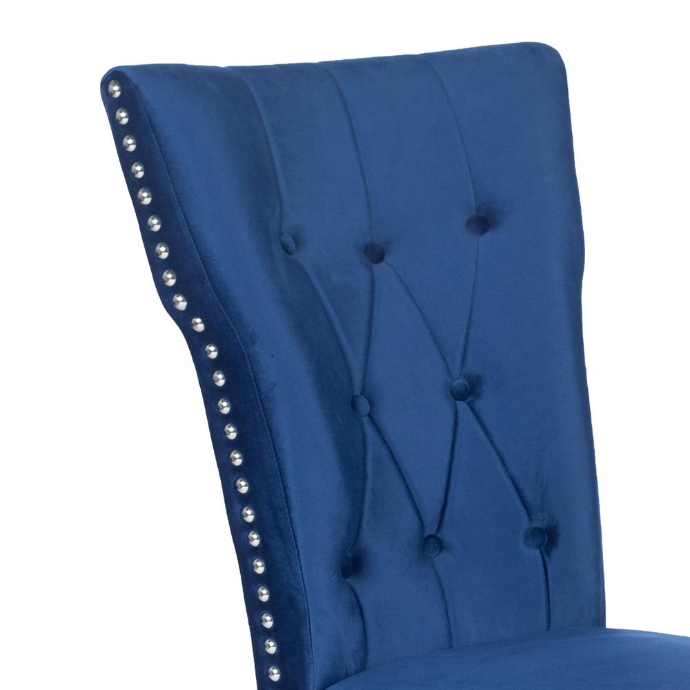 Better Home Products La Costa Velvet Tufted Dining Chair Set of 2 in Blue. Picture 6